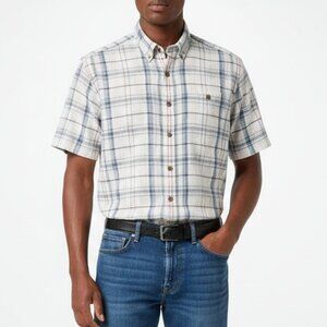 Patagonia White & Gray Short Sleeve Button Up Shirt XL